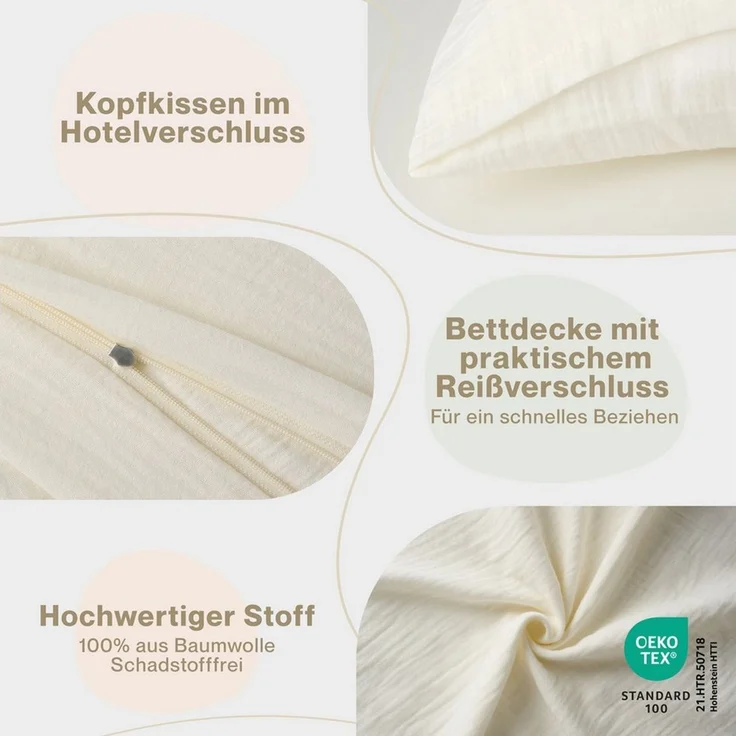 Laleni Kinderbettwäsche Kinderbettwäsche aus Baumwolle - Musselin Bettwäsche, Oeko-TEX zertifizierte Bettwäsche Sommer – Bild 2