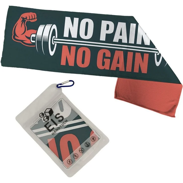 speecheese Sporthandtuch No Pain No Gain Eishandtuch mit Hantel Grafik – Bild 1