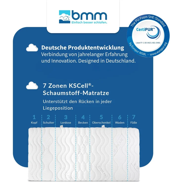 BMM 'Komfort 19 SilverCare' Kaltschaummatratze , 90x220 cm, H2 – Bild 3
