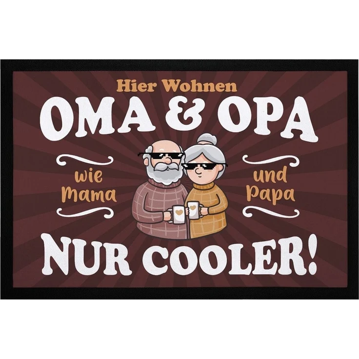 MoonWorks Fußmatte Fußmatte Geschenk Hier wohnen Oma und Opa Großeltern lustige, rechteckig – Bild 5