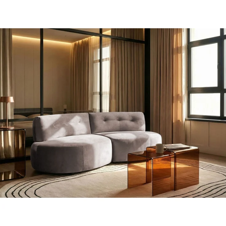 Sofa 3-Sitzer LAERDAL Samtstoff Taupe – Bild 3