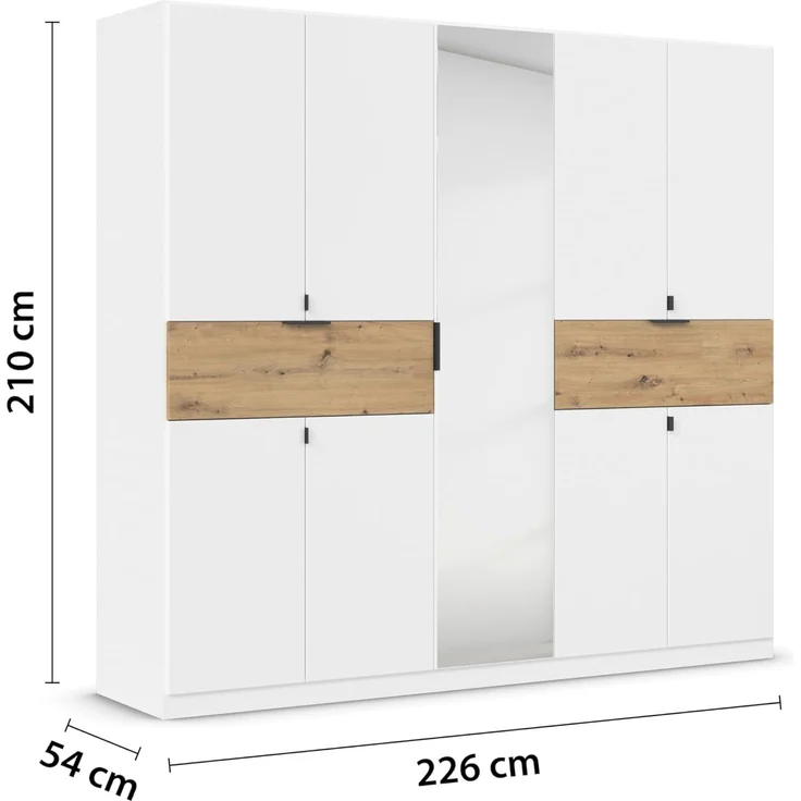 rauch Drehtürenschrank Kleiderschrank Schrank Garderobe Wäscheschrank TICAO (Schubladen in der Höhe variabel positionierbar) mit 2 geräumigen Schubladen, viel Stauraum MADE IN GERMANY – Bild 3
