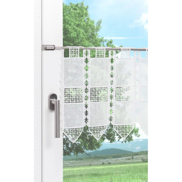 Scheibengardine Lysel - Kreuzchen Design (Bx H) 50cm * 30cm Weiß/Rohweiß – Bild 4