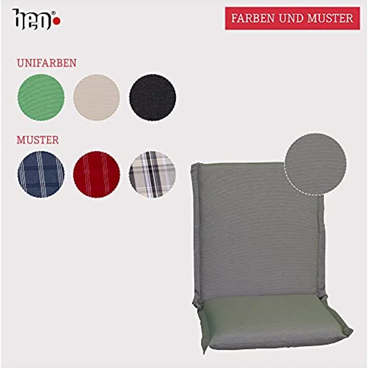 Beo Gartenstuhlauflage Niedriglehner Waschbar Ascot | Made in EU Premium Plus Qualität | UV-beständige Niedriglehner Auflagen | Atmungsaktive Stuhlauflage Niedriglehner in Hell-Grau – Bild 6