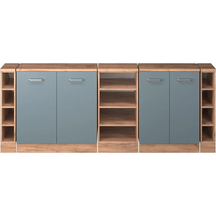 Küchenschrank für Dachschrägen R-Line Blau-Grau 210 cm 5er Set Schrankkorpuss 60 cm Tiefe Vicco – Bild 3
