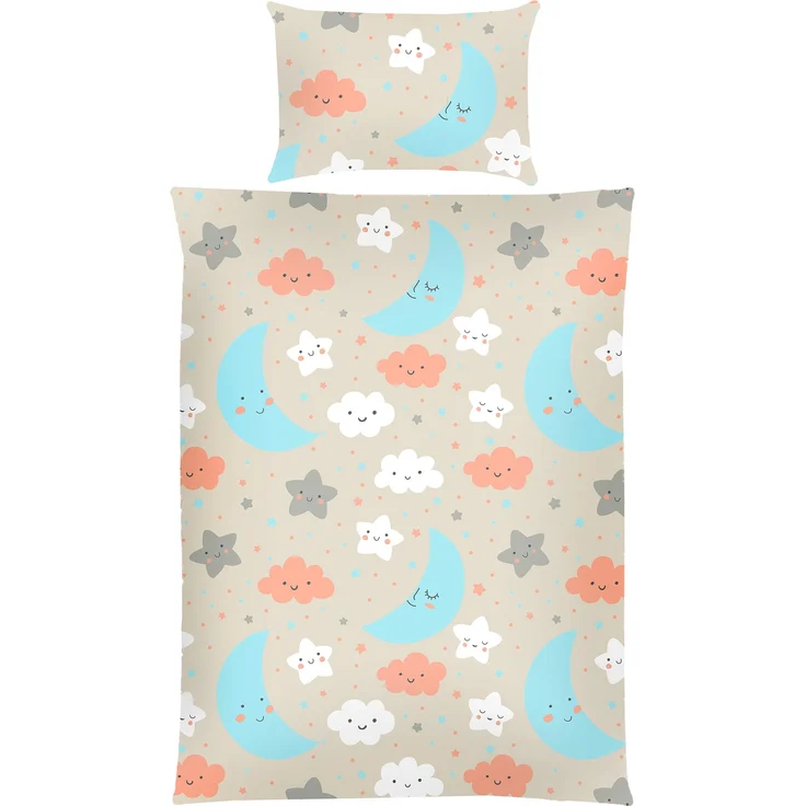 Kinder Betten-Set inkl. Bettwäsche 100x135cm / 40x60cm Mond Sterne Wolken – Bild 3