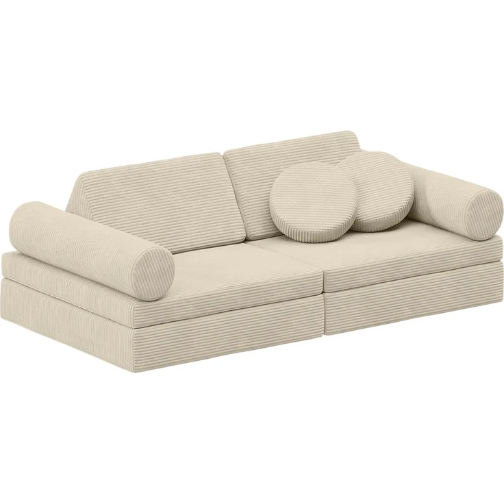Bellabino 'Nile' Spielsofa mit Kissen und Armlehnen, 8-tlg, Cord, beige, faltbare Kindercouch, abnehmbarer & waschbarer Bezug, Kindersofa aus Schaumstoff – Bild 11