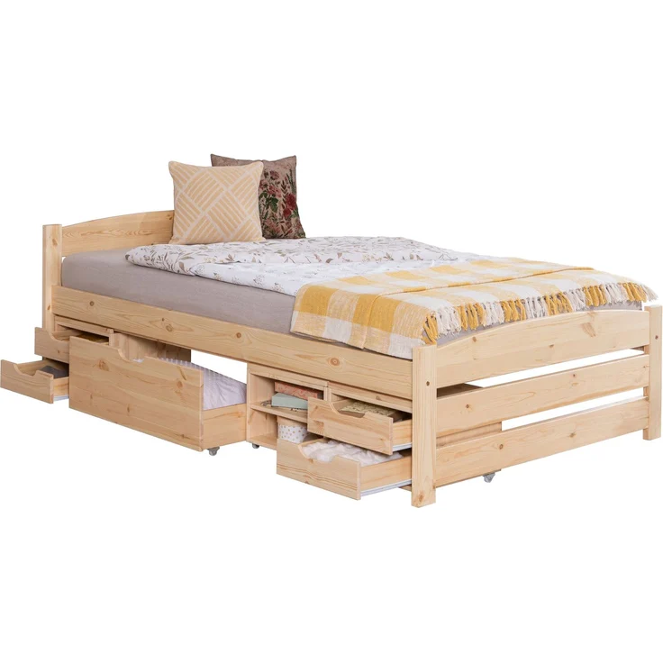 Stauraumbett Seniorenbett "Loni" 120x200 Kiefer massiv