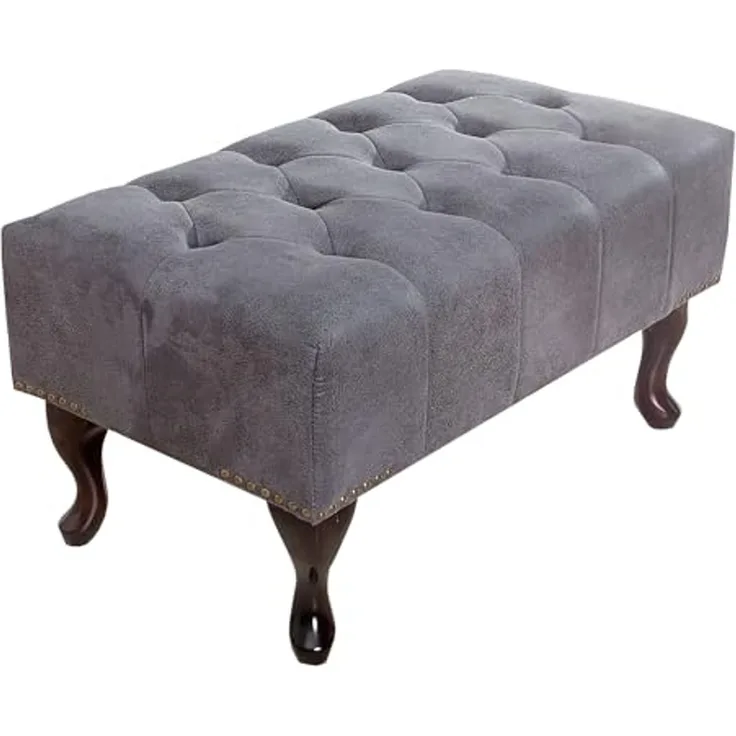 riess-ambiente Fußhocker CHESTERFIELD 80cm antik grau, mit Massivholzbeinen