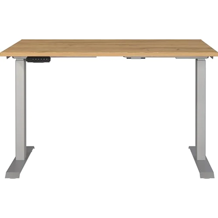 Germania Schreibtisch 7907-638, in Grandson-Eiche-Nb./Silber, EL. höhenverstellb, 120 x 120 x 80 cm (BxHxT) – Bild 4