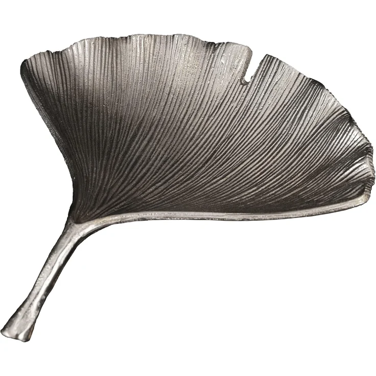 riess-ambiente Dekoschale GINKGO 42cm silber (Einzelartikel, 1 St), Wohnzimmer · Metall · handmade · Obst · Boho
