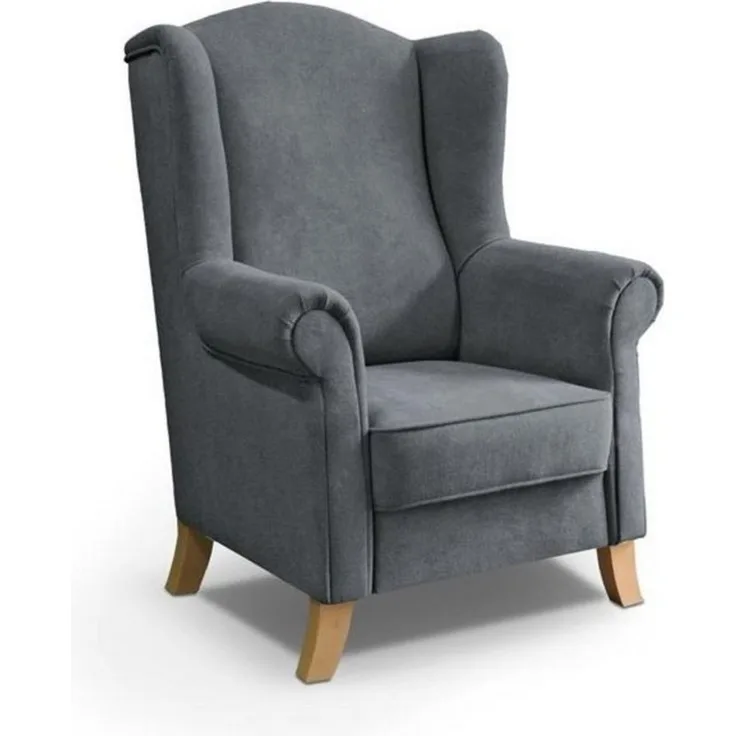 Beautysofa Ohrensessel Leonardo (mit Holzbeine, Wellenfedern)