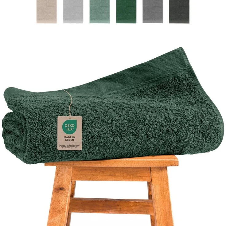 Hausfelder Saunatuch Saunahandtuch 100x200cm XXL Baumwolle Frottee 500g/m²Dunkelgrün, Frottier (1-St), Mit Aufhängeschlaufen, saugstark – Bild 5