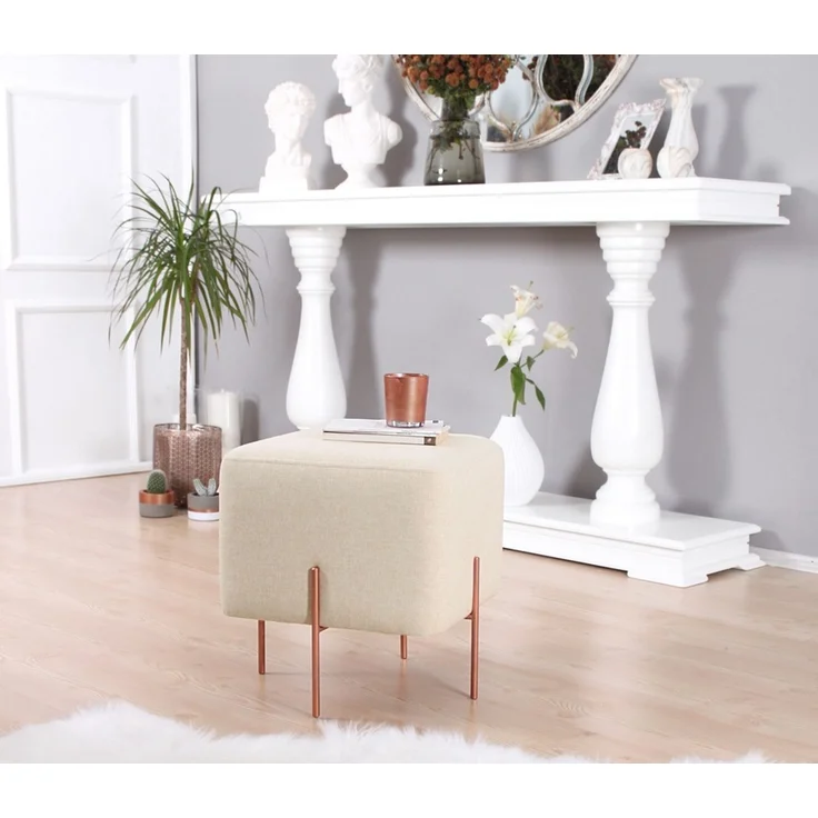 Hanah Home 'Copper 58 - Cream' Pouffe, Creme, 40 x 42 x 40 cm – Bild 3