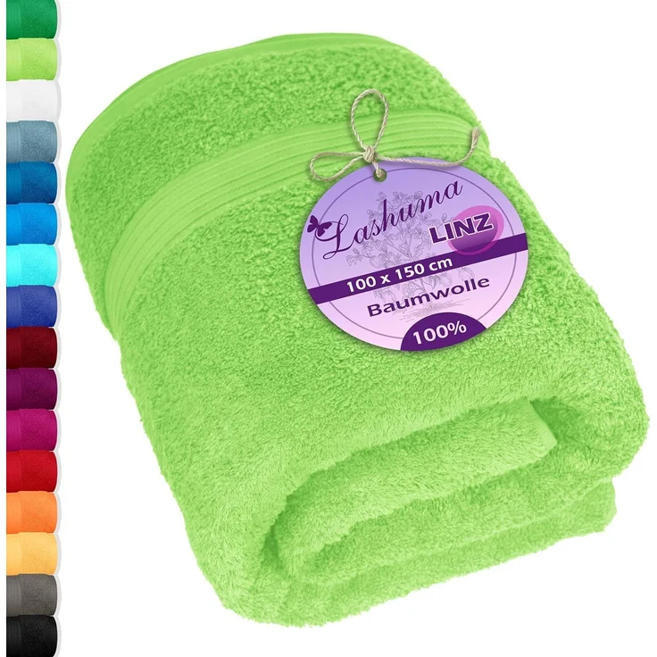 Lashuma Badetuch - Badehandtuch Linz, Frottee (1-St), Grünes Duschtuch 100x150 cm