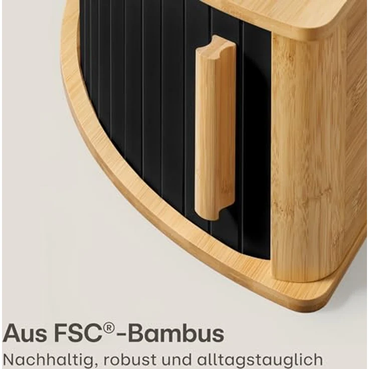 Praknu Brotkasten HAUPT Eckbrotkasten, Bambus, Holz, (Einzelartikel, 1-tlg, Nein), FSC®-zertifiziert, platzsparendes Eckformat, Schiebetür beidseitig – Bild 5