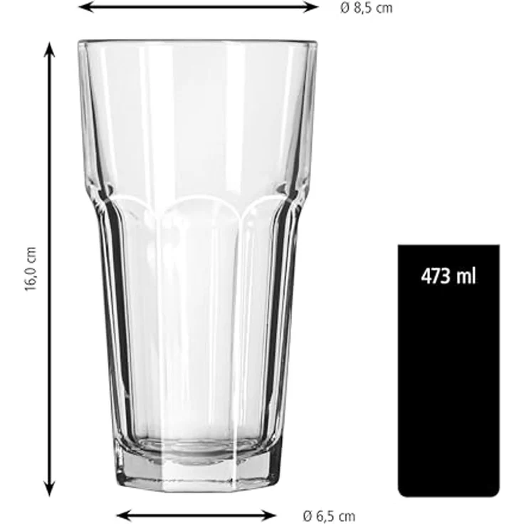 LIBBEY Gläser-Set Cooler Glas -GIBRALTAR- 473 ml, Ø: 8,5 cm, H: 16 cm, 12er Set, 12-tlg, Glas, hochwertig verarbeitet, im modernen Design – Bild 3
