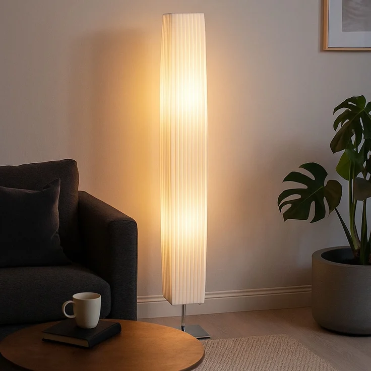 Standleuchte, Chrom, Textil weiß, 2 Flammig, H 119 cm – Bild 3