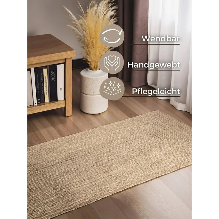 HANSE Home Teppich Juteteppich Teppich Juno, rechteckig, Höhe: 9 mm, Jute, Shape, Handgemacht, Wohnzimmerteppich, Naturteppich, Wohnzimmer – Bild 3