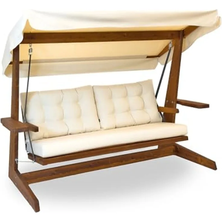 Westmann Holz Hollywoodschaukel, Holz beige, 237 x 115 x 175 cm