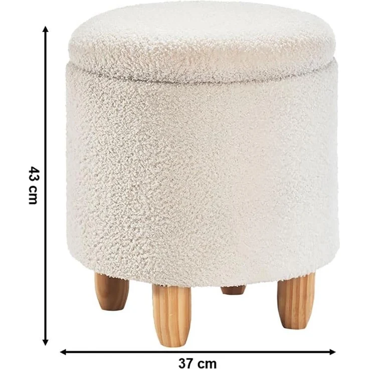 Kobolo Sitzhocker Hocker mit Aufbewahrung UPENDO – Bouclestoff (1 Stück, mit Aufbewahrungsfach) – Bild 3