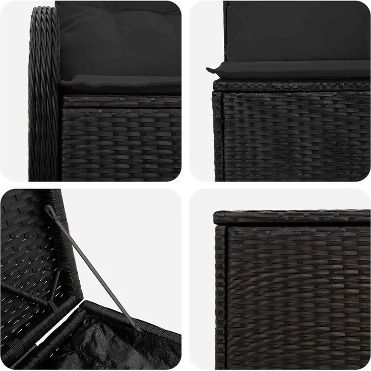 vidaXL Sofa Set 5 stk. Schwarz Polyrattan und Stahl 3447768 – Bild 6