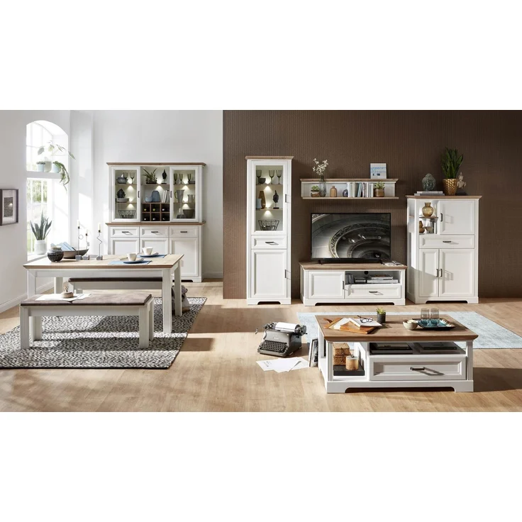 InnoStyle Buffet Geschirrschrank JASMIN Pinie weiß Nachbildung 166x48x205 cm – Bild 4