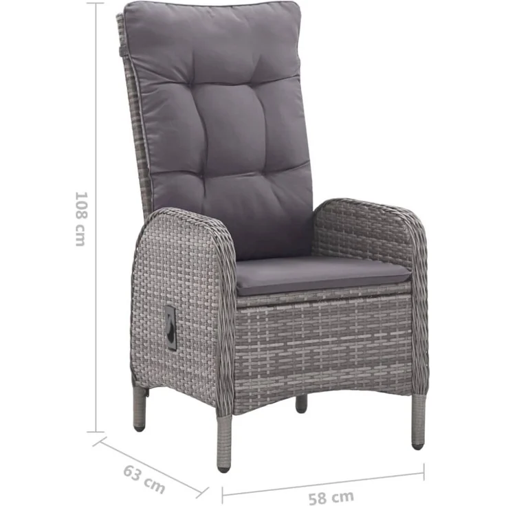 vidaXL 3-tlg. Garten-Essgruppe Poly Rattan und Glas Grau 3058522 – Bild 6