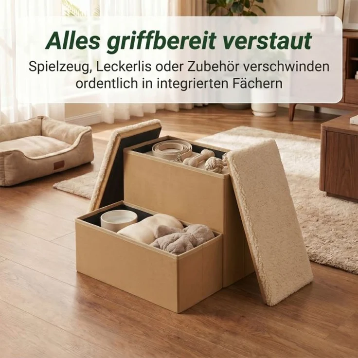 Relaxdays Faltbare Hundetreppe mit Stauraum – Bild 5