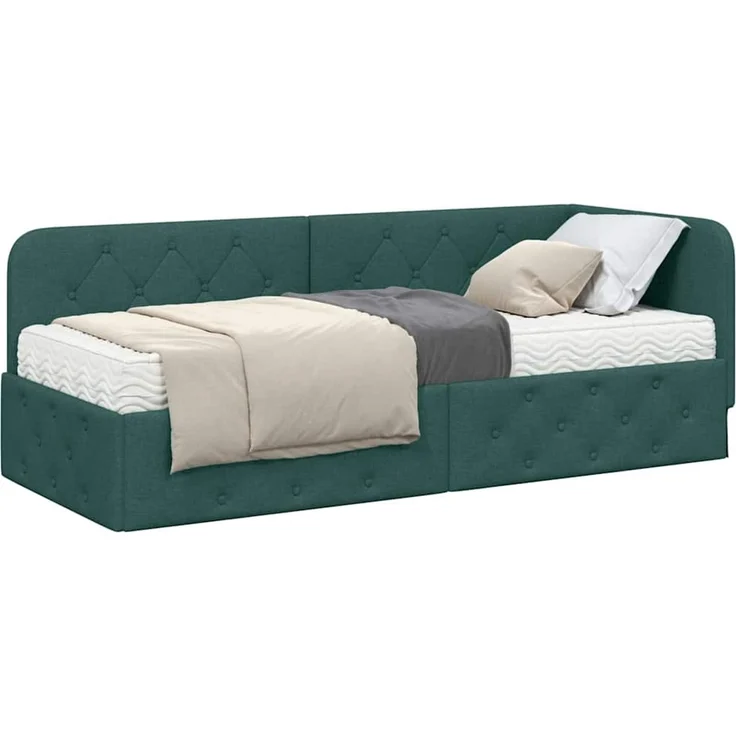 vidaXL Eckbettgestell mit Matratze Dunkelgrün 80 x 200 cm Stoff 3394033 – Bild 2