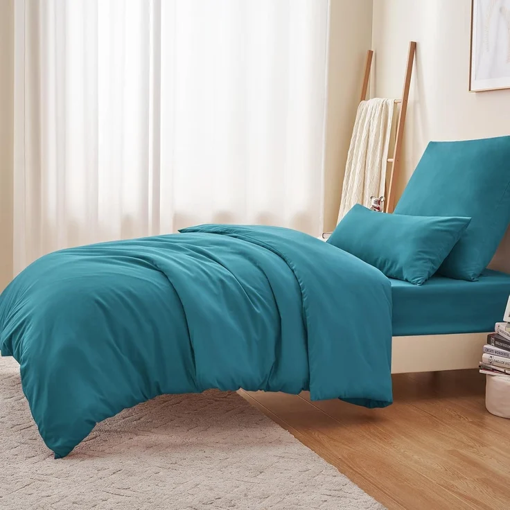 Bettwäsche Set Türkis 155x220cm Mikrofaser Weich Sommer Winter – Bild 5