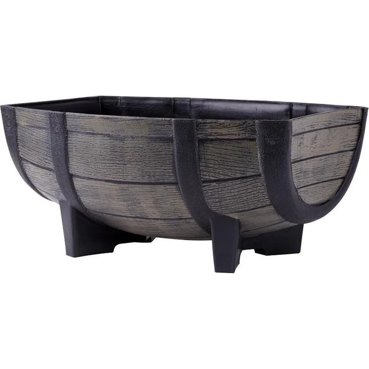 PROREGAL® Blumentopf Blumentopf GDA Holz-effekt 817, 41x29x19cm, Fass – Bild 1