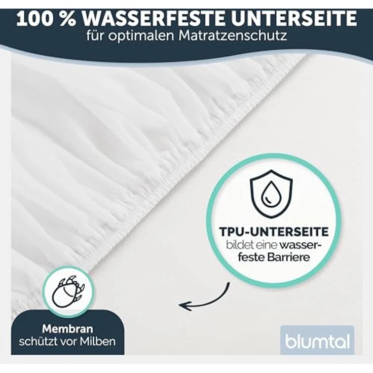 Blumtal Matratzenschoner Wasserdichter Atmungsaktive Matratzenauflage mit Spannfixierung, Geräuscharm, Oeko Tex Zertifiziert – Bild 5