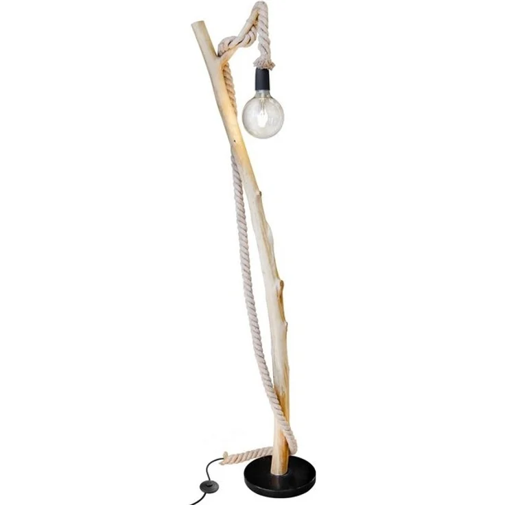 NOWA Stehlampe, Leuchtmittel nicht inklusive, Stehlampe Wohnzimmerleuchte Stehleuchte Holz braun Hanfseil E27 H 150 – Bild 4