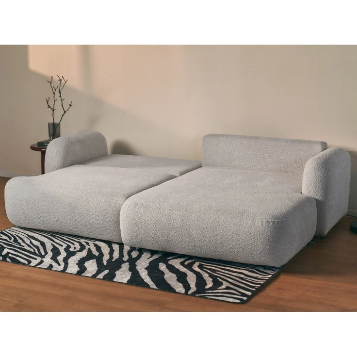 Selsey Tvoya Ecksofa mit Schlaffunktion, Ottomane rechts, Bouclé Hellgrau – Bild 4