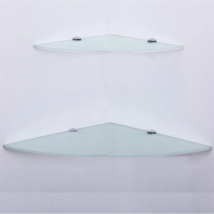 HOOZ Wandregal Eckregal aus Sicherheitsglas mit Halterung - Weiß 45 x 45 x 0,6 cm, 1-tlg, mit geschliffenen Kanten – Bild 1