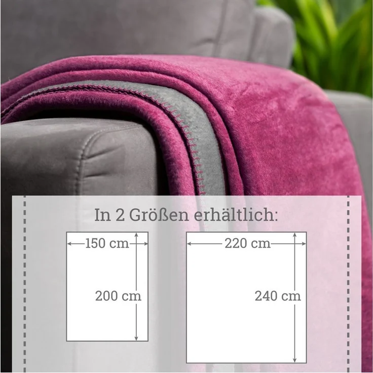 Wohndecke Moon Kuscheldecke Doubleface Baumwollmix ca 220x240 cm gekettelter Rand, MOON Heimtextilien, Kuscheldecke – Bild 2