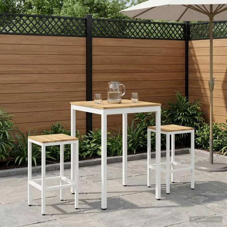 vidaXL Gartenbar-Tisch NAARDEN Weiß gewaschen 70 x 68,5 x 105 cm 901775