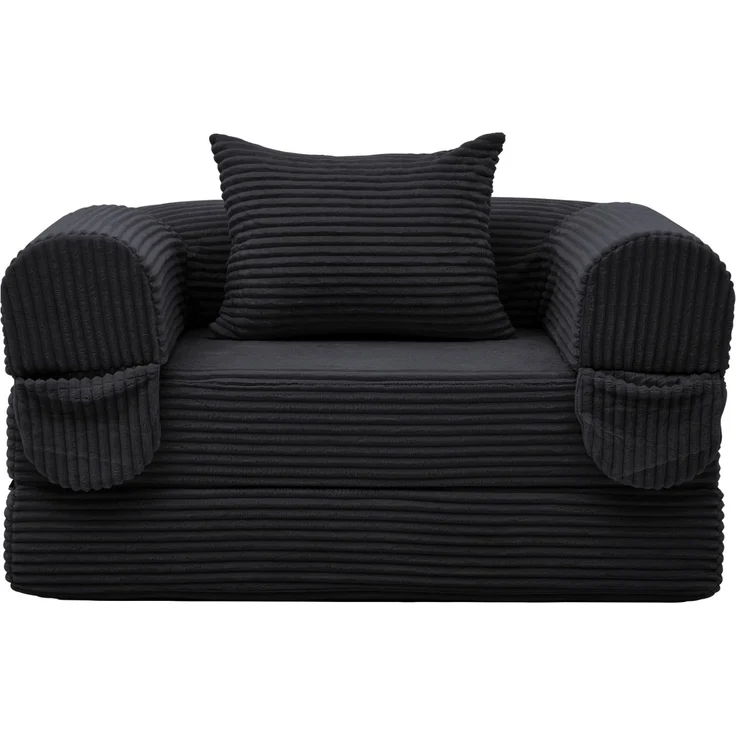 Schlafsofa, Cord, klappbar, 2-in-1-Funktion & platzsparend, 120x85x65 cm, Schwarz – Bild 6