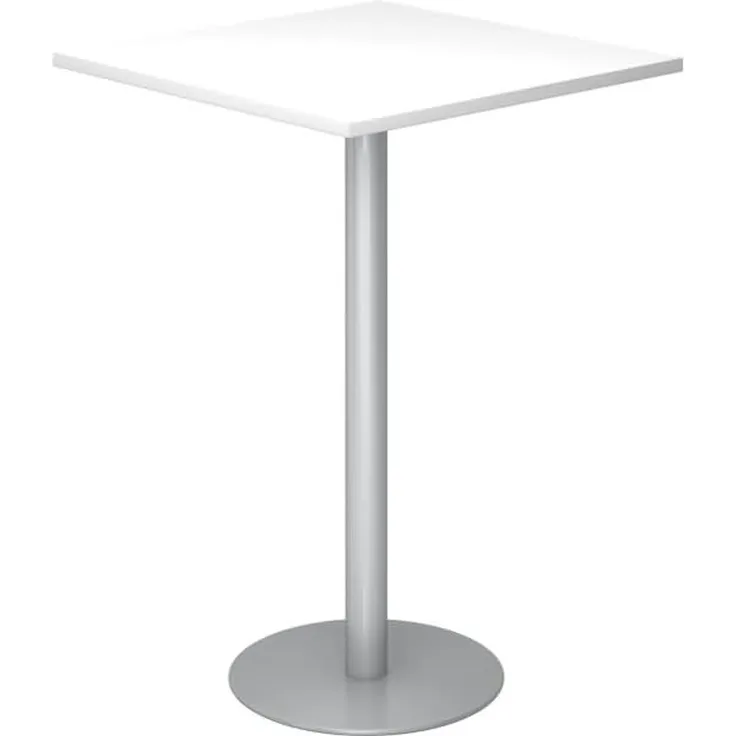 Stehtisch STH08 80x80cm, Weiß / Silber