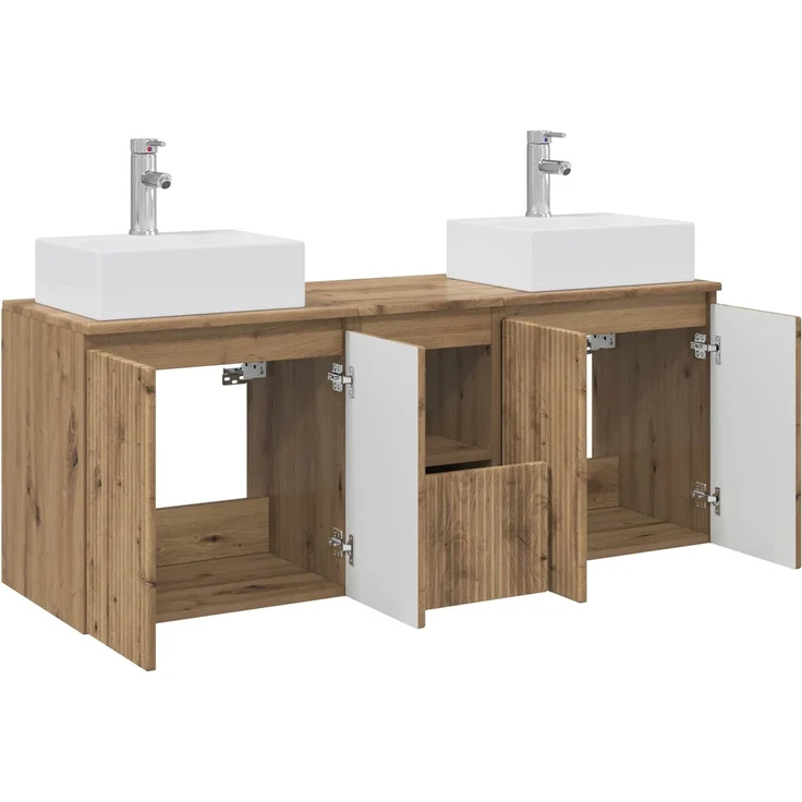 vidaXL Badezimmerschrank-Set 3 stk. Artisan-Eiche 129 x 41 x 79,5 cm 3405656 – Bild 4