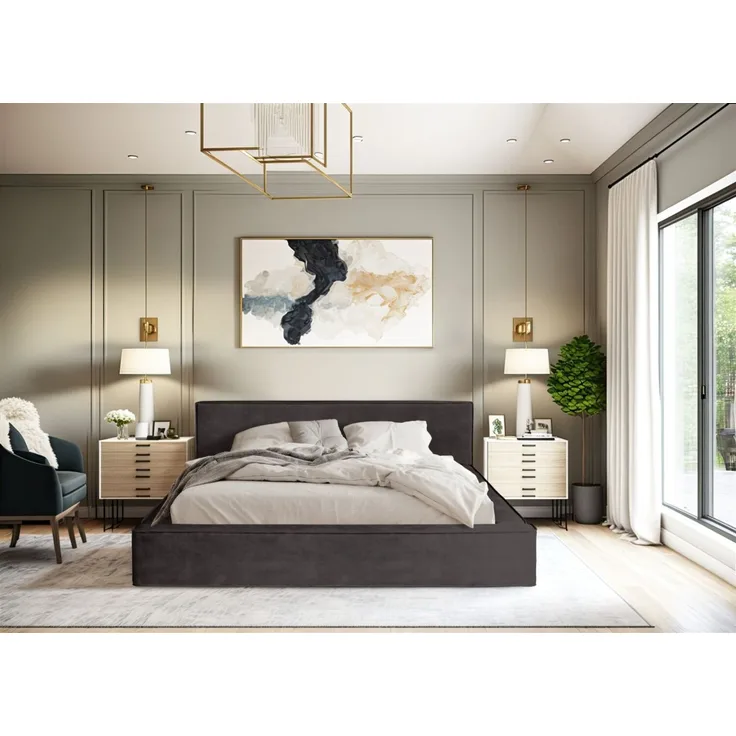 Polsterbett Doppelbett OMAHA 180x200cm in Stoff Macau Anthrazit