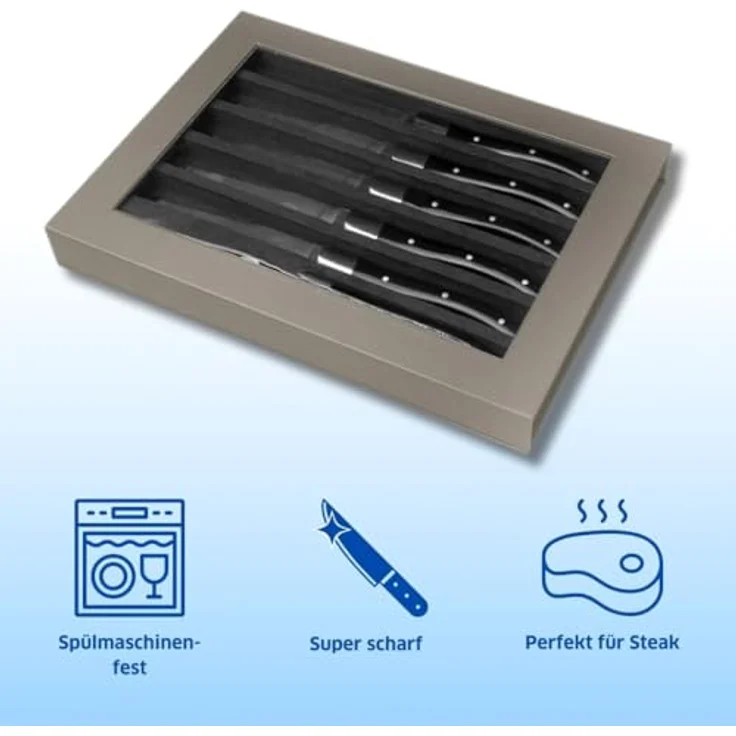 Amefa ROYAL STEAK Steakmesser Set 6-teilig blau hochglanzpoliert – Bild 3