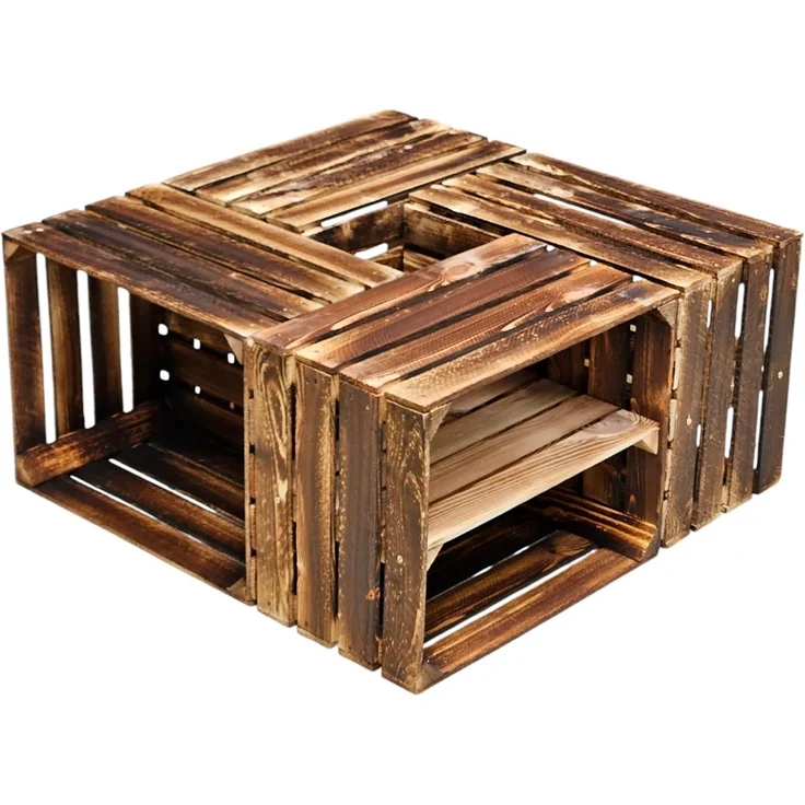 Obstkisten Weinkisten Holzkisten Kisten Geflammt 50 x 40 x 30cm 4er Set – Bild 2