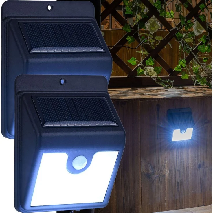 Casativo LED Solarleuchte LED-Solar-Wandstrahler mit Bewegungssensor, IP44 Aussenleuchte, 4 SMD-LEDs mit jeweils 0,2 W, insgesamt 50 Lumen – Bild 1