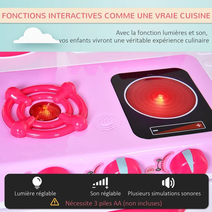 Kinderküche Rezepte Rollenspiel 38 Teile inklusive Sound und Licht Polypropylen Rosa – Bild 6