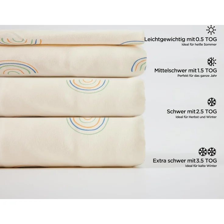 Duomiaomiao Baby Schlafsack, 1x Ganzjahresschlafsack, 1.5tog Kleiner Regenbogen, 95cm / Baby Körpergröße 100-110cm, Baumwolle – Bild 6