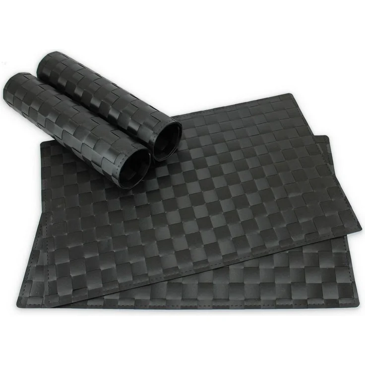 matches21 HOME & HOBBY Platzset Tischsets MODERN 4er Set Schwarz als Tischuntersetzer, (4-St), Abwaschbare Platzsets als Tischunterlagen für Ess-Tisch Tisch-Deko – Bild 1