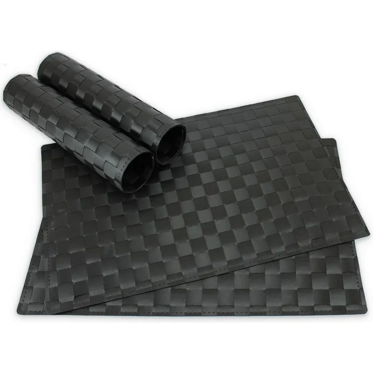 matches21 HOME & HOBBY Platzset Tischsets MODERN 4er Set Schwarz als Tischuntersetzer, (4-St), Abwaschbare Platzsets als Tischunterlagen für Ess-Tisch Tisch-Deko