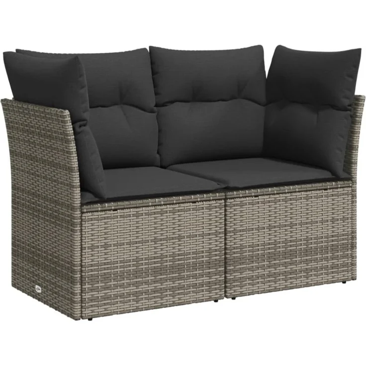 vidaXL Gartensofa 2-Sitzer mit Kissen Grau Poly Rattan 366137 – Bild 8
